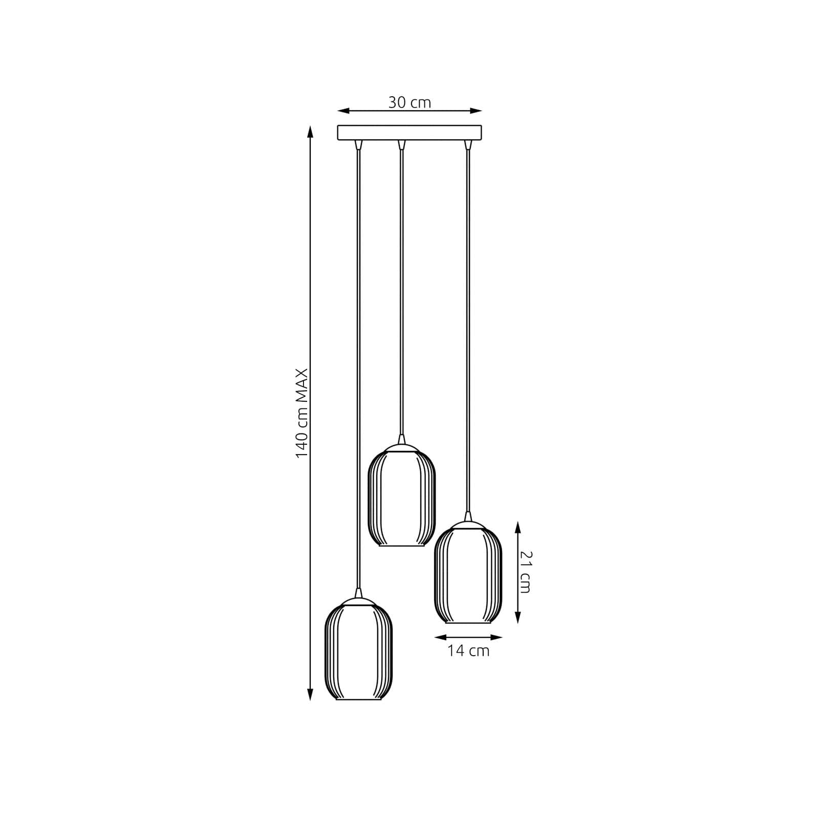 Lampadario 3 Luci Verdi Base Tonda In Acciaio Nero E Vetri Plissettati Bianchi in Lampade a sospensione LuceArt - Montecorvino Pugliano, commercioVirtuoso.it