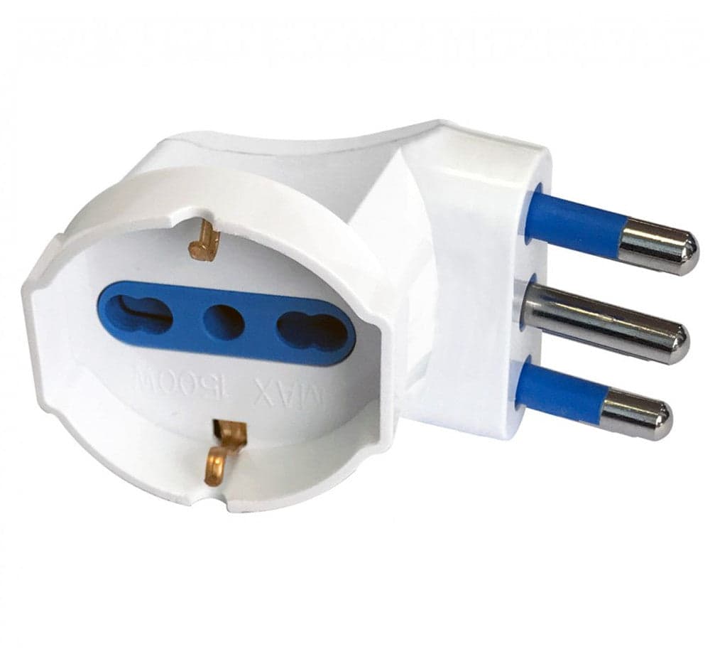 Adattatore spina 16A prese bipasso/Schuko 90&deg Bianco in Adattatori da viaggio Scontolo.net - Potenza, commercioVirtuoso.it