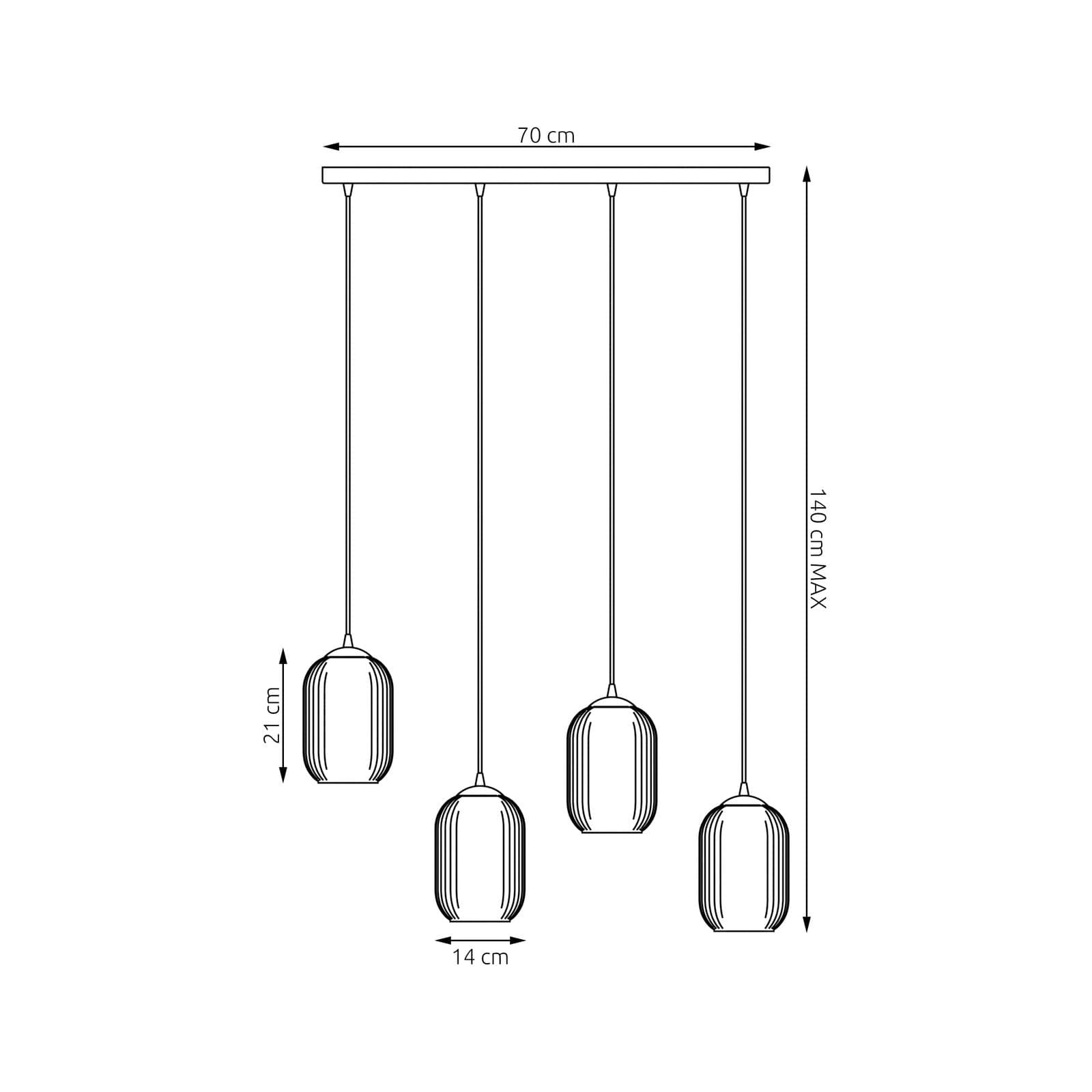 Lampadario 4 Luci Verdi In Acciaio Nero E Vetri Plissettati In Bianco E Fumè in Lampade a sospensione LuceArt - Montecorvino Pugliano, commercioVirtuoso.it