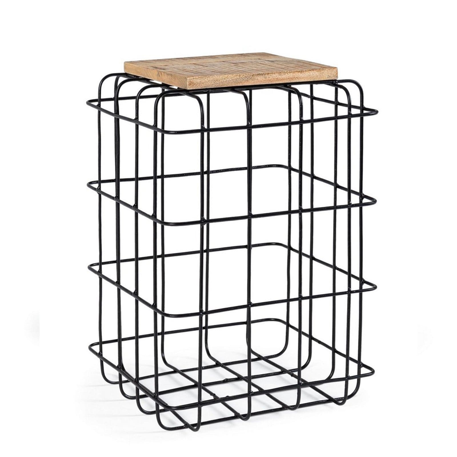 Tavolino "Trellis" struttura in acciaio piano in legno di mango per arredamento - 8