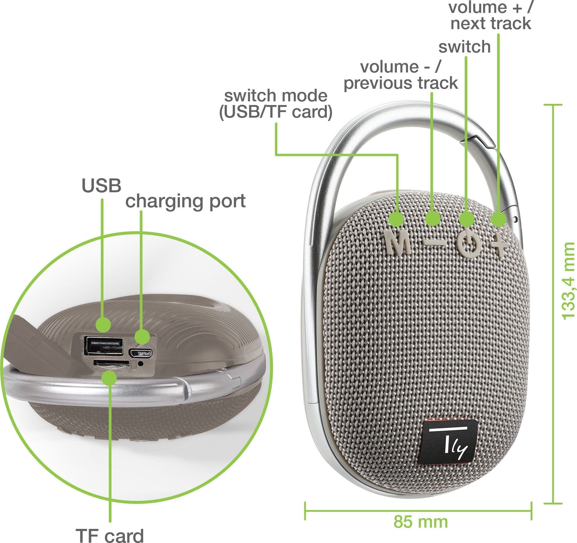 Mini Altoparlante Wireless BT V5.3 Speaker Luce LED Vivavoce TF USB Grigio in Casse portatili Bluetooth Scontolo.net - Potenza, commercioVirtuoso.it