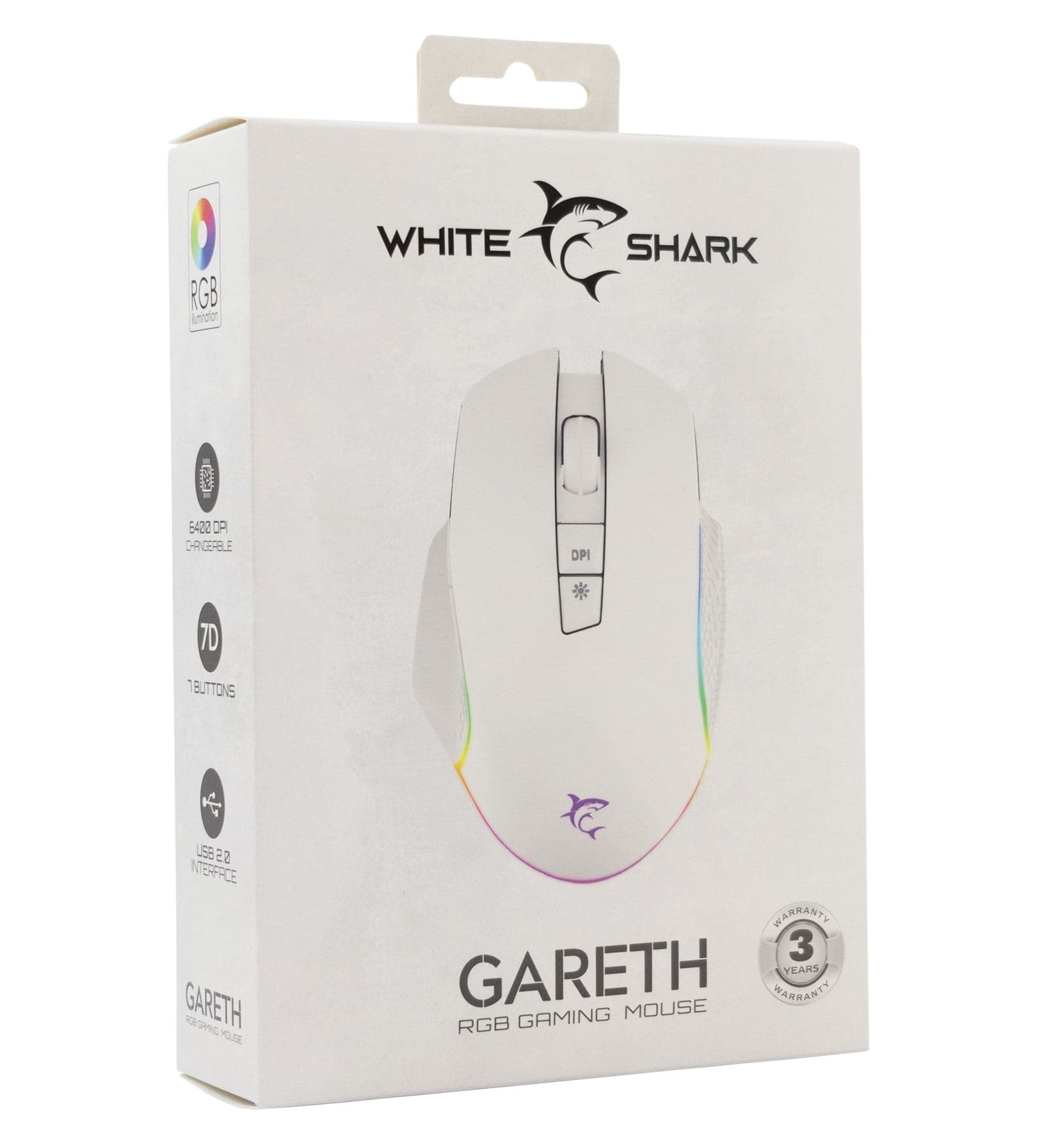 Mouse Ottico Gaming LED RGB con Cavo USB 6400 dpi Bianco, GARETH in Mouse da gioco Scontolo.net - Potenza, commercioVirtuoso.it