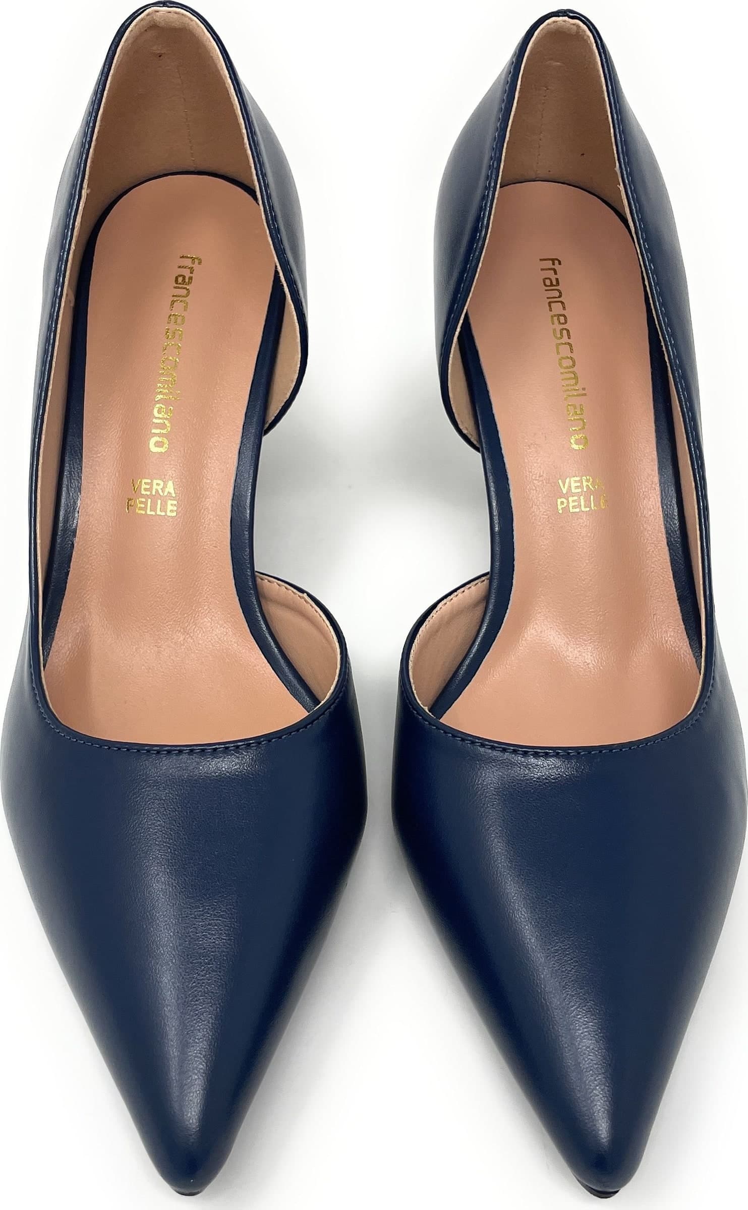 Francesco Milano décolleté in pelle blu navy A08-12A in prodotto Teresi Calzature - Marsala, commercioVirtuoso.it