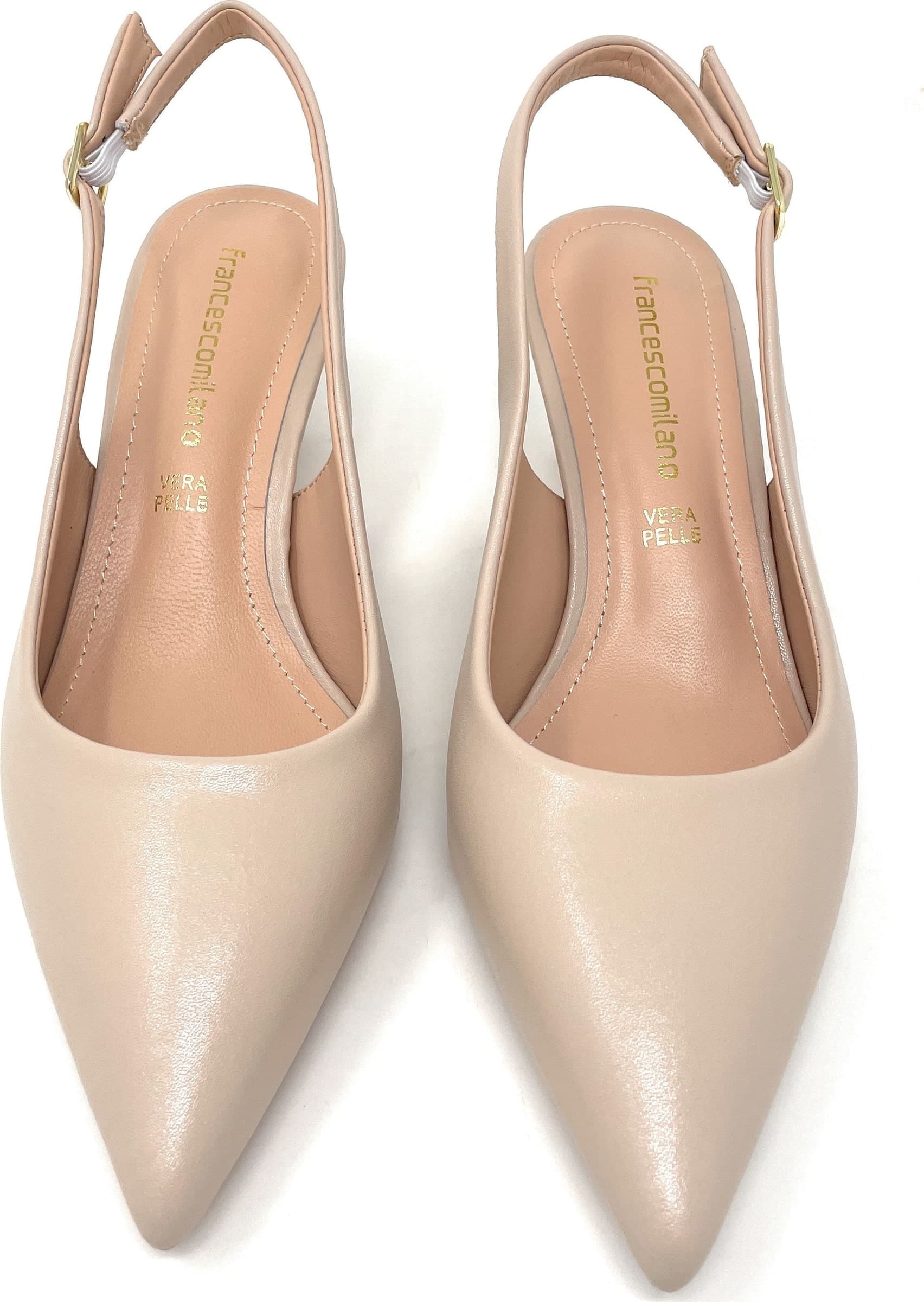 Francesco Milano slingback donna in pelle beige E06-02A in prodotto Teresi Calzature - Marsala, commercioVirtuoso.it
