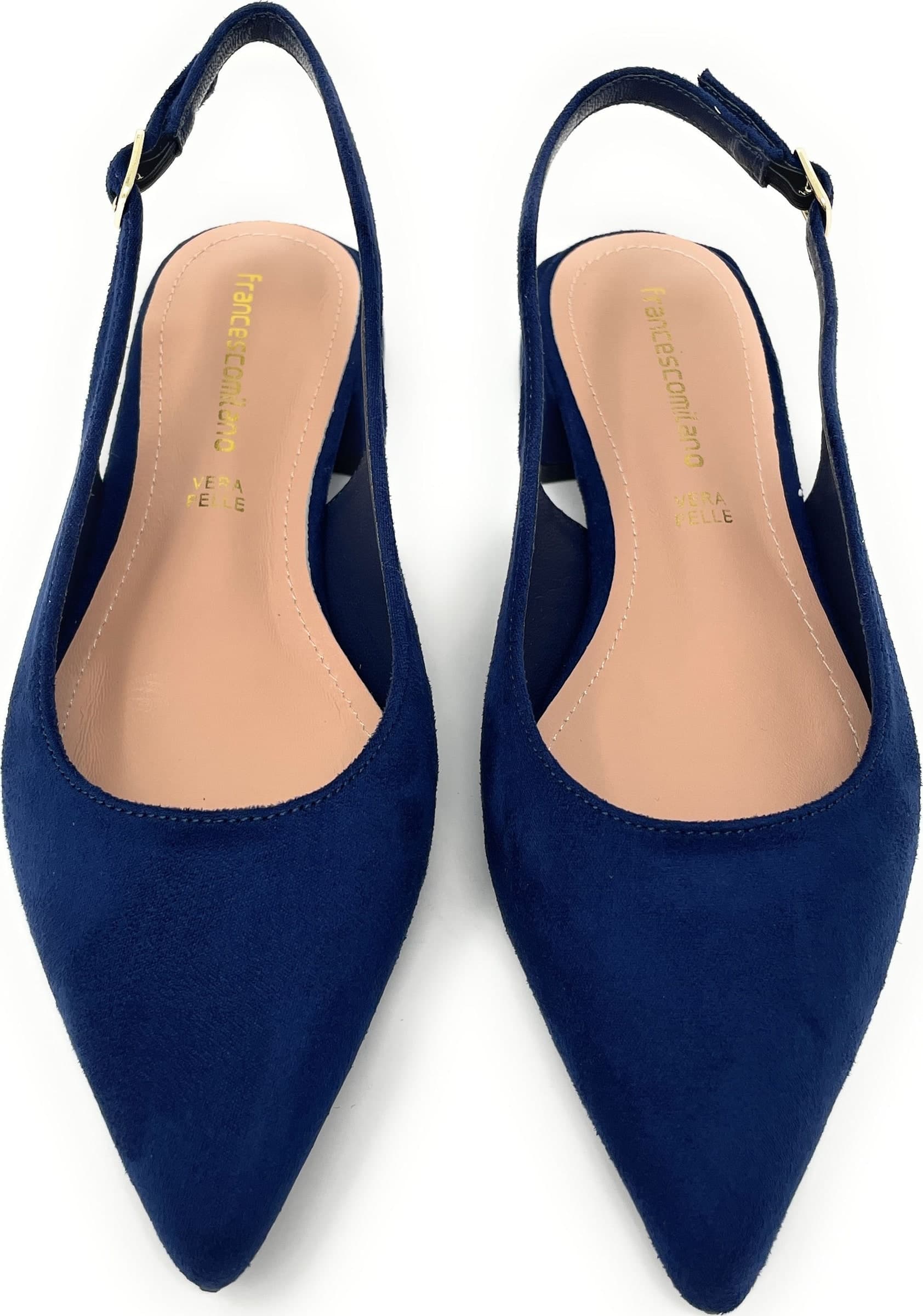 Francesco Milano sling back in camoscio firenze blu navy E08-01C in prodotto Teresi Calzature - Marsala, commercioVirtuoso.it