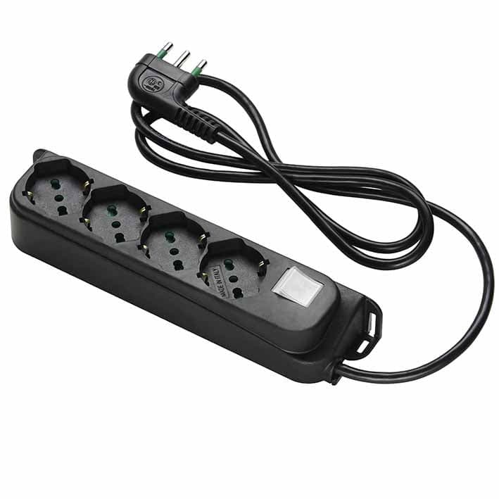 Multipresa 4 Posti Schuko con Interruttore e Cavo 1,5m Nero in Multiprese Scontolo.net - Potenza, commercioVirtuoso.it