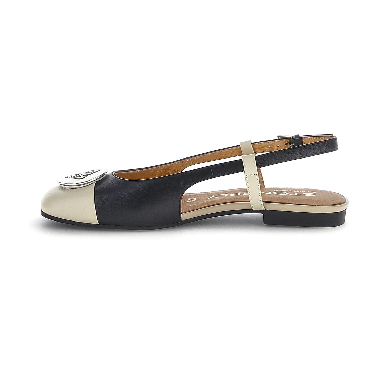 Stonefly slingback da donna Sally 5 in pelle nero bianco 223553 in prodotto Teresi Calzature - Marsala, commercioVirtuoso.it