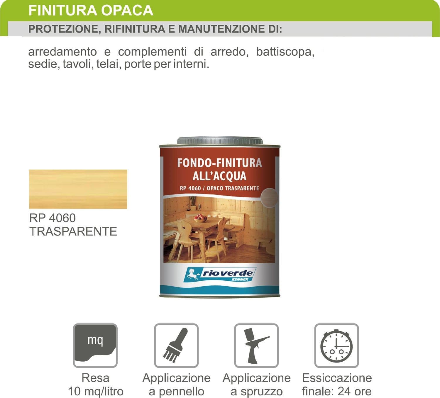 Renner RP 4060 750ml opaco trasparente fondo finitura all'acqua in Vernice Aloiserw.com - Altomonte, commercioVirtuoso.it