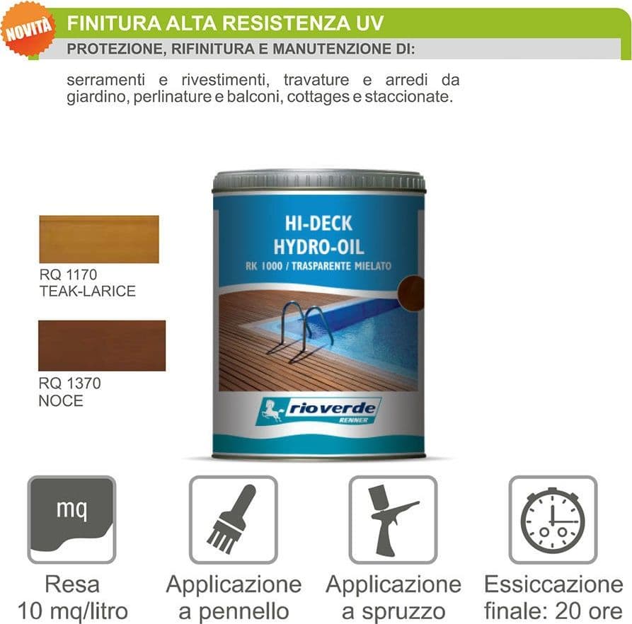 Renner RK 1000 750ml trasparente mielato olio per decking bordi piscina deck verande passerelle in Prodotti chimici per la preparazione all'inverno Aloiserw.com - Altomonte, commercioVirtuoso.it