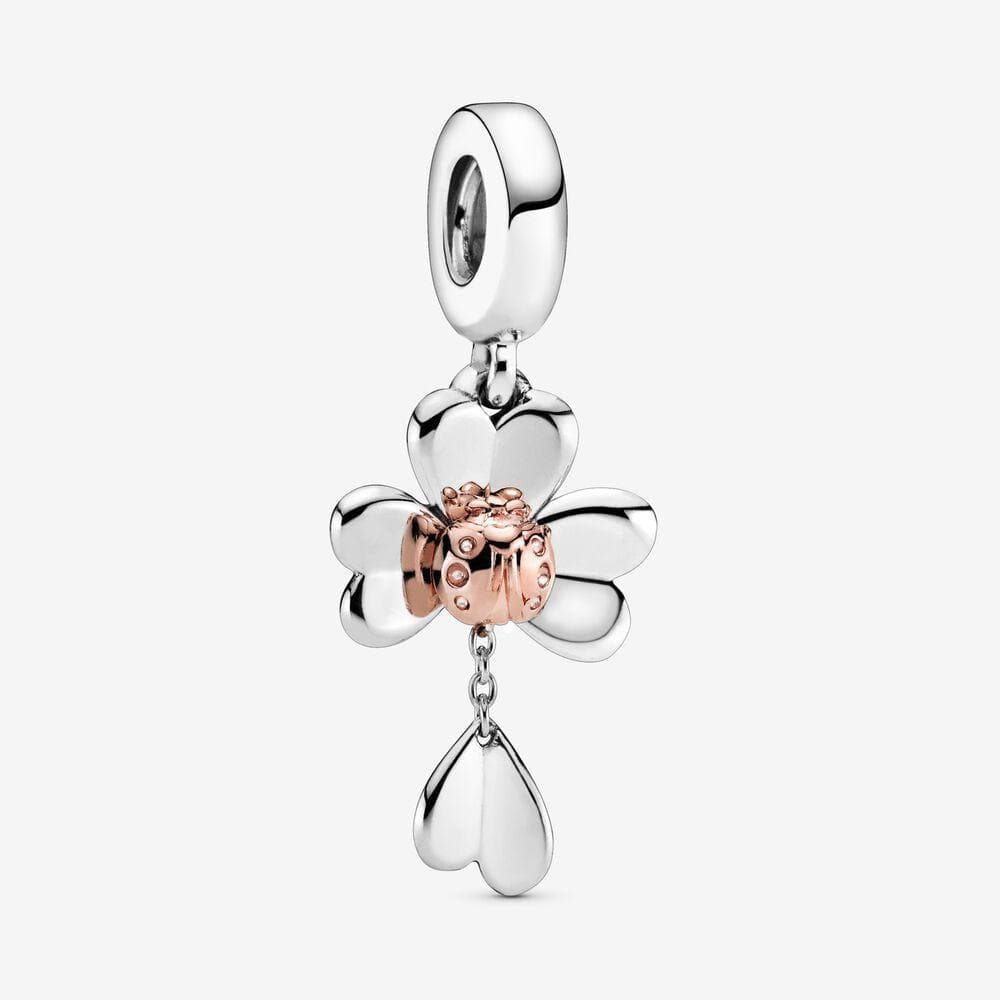 Pandora Charm pendente Quadrifoglio e coccinella portafortuna