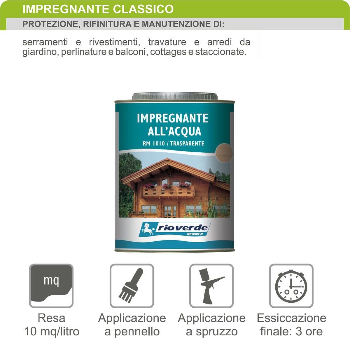 Renner RM 750ml impregnante ecologico base acqua per esterni ed interni in Vernice Aloiserw.com - Altomonte, commercioVirtuoso.it