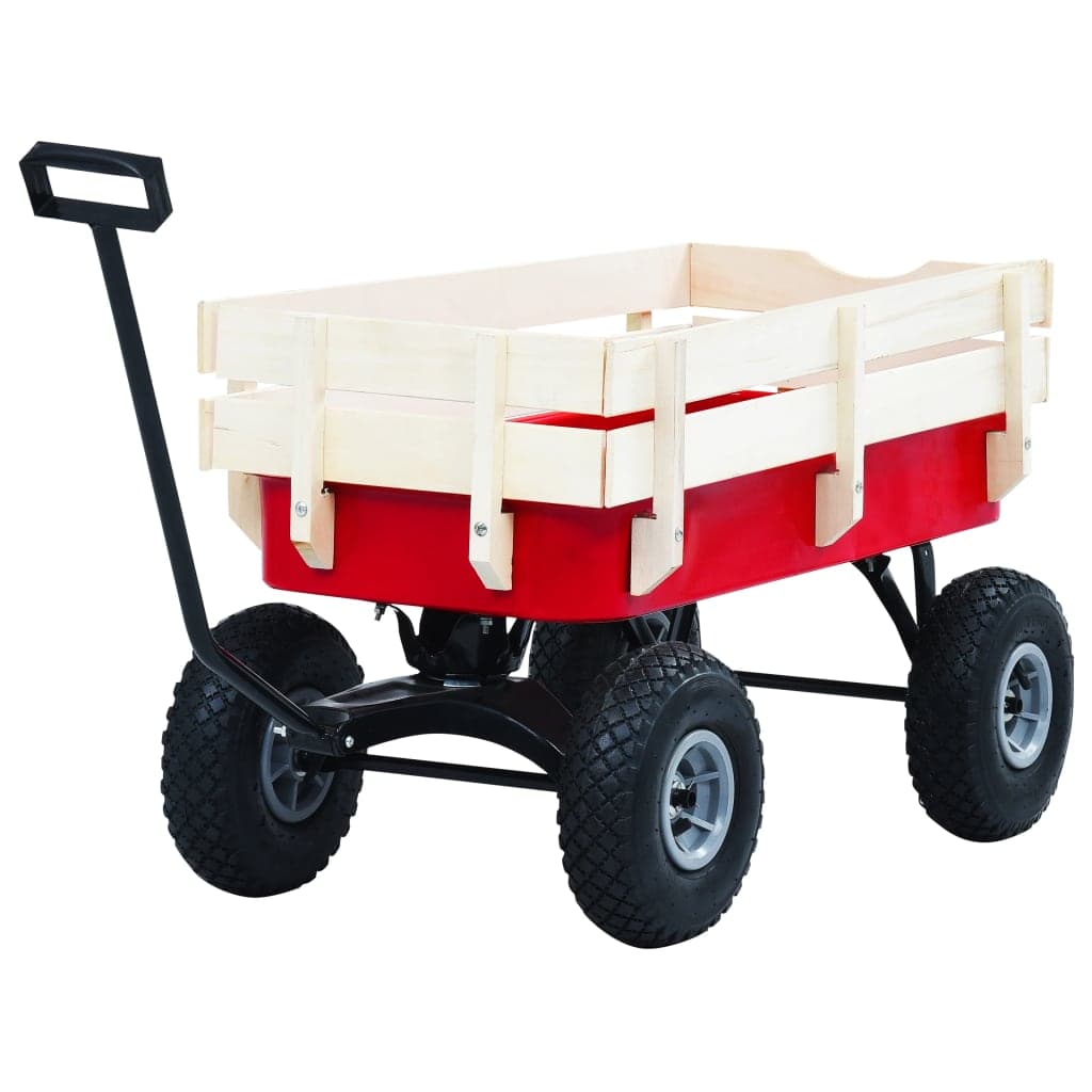 Carrello a Mano Rosso Portata 150 kg con Sponde in Legno e Ruote Grandi in Carrelli a mano Esplodia - Napoli, commercioVirtuoso.it