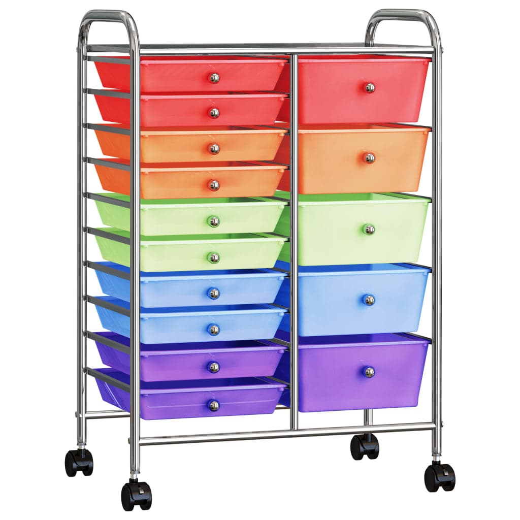 Carrello Portaoggetti XXL 15 Pratico Cassetti Multicolore in Plastica Cromo in Cassettiere Esplodia - Napoli, commercioVirtuoso.it