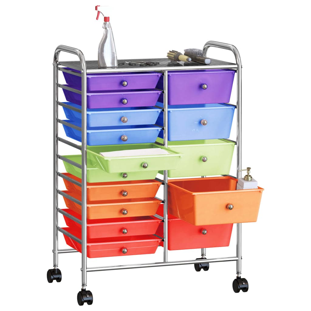 Carrello Portaoggetti XXL 15 Pratico Cassetti Multicolore in Plastica Cromo in Cassettiere Esplodia - Napoli, commercioVirtuoso.it