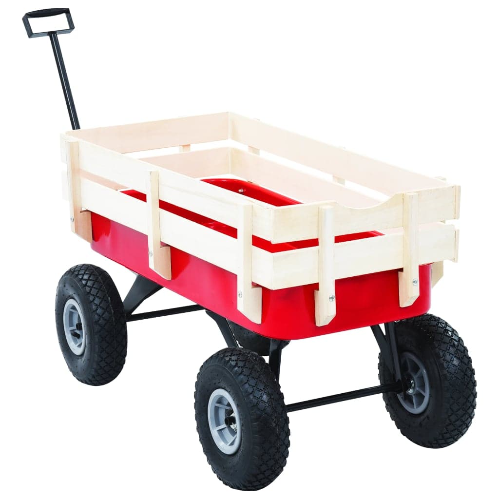 Carrello a Mano Rosso Portata 150 kg con Sponde in Legno e Ruote Grandi in Carrelli a mano Esplodia - Napoli, commercioVirtuoso.it