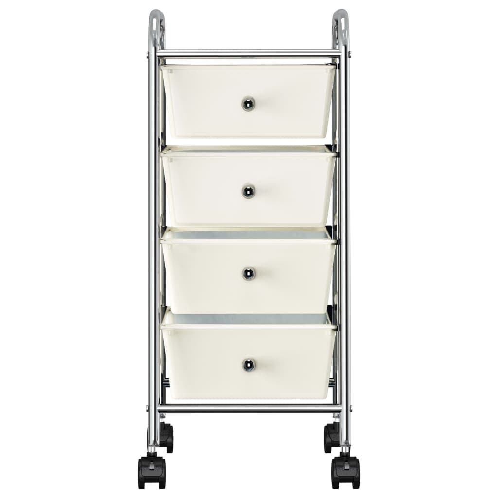 Carrello Portaoggetti Mobile con 4 Cassetti Rimovibili in Plastica Cromo Bianco in Carrelli porta oggetti Esplodia - Napoli, commercioVirtuoso.it