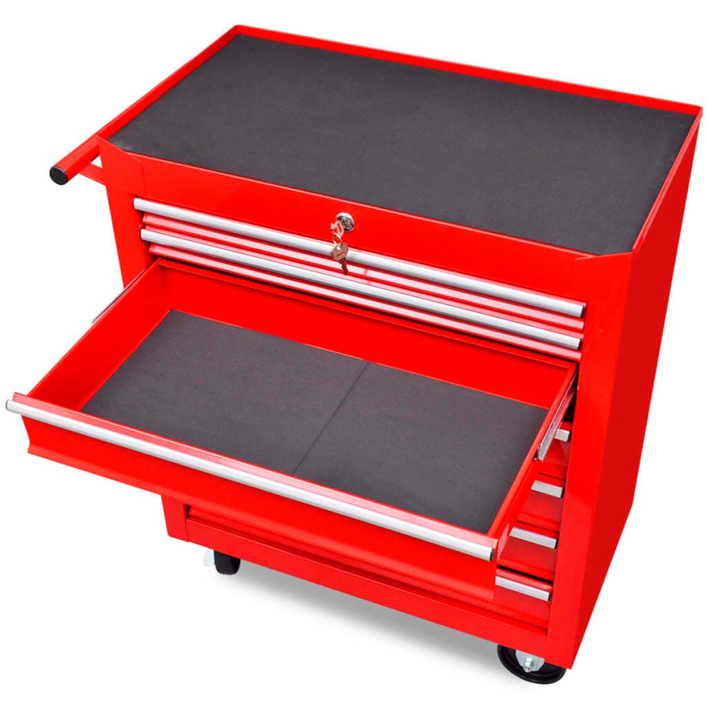 Carrello Portautensili 7 Cassetti in Acciaio Rosso con Ruote e Chiusura in Armadi per utensili Esplodia - Napoli, commercioVirtuoso.it