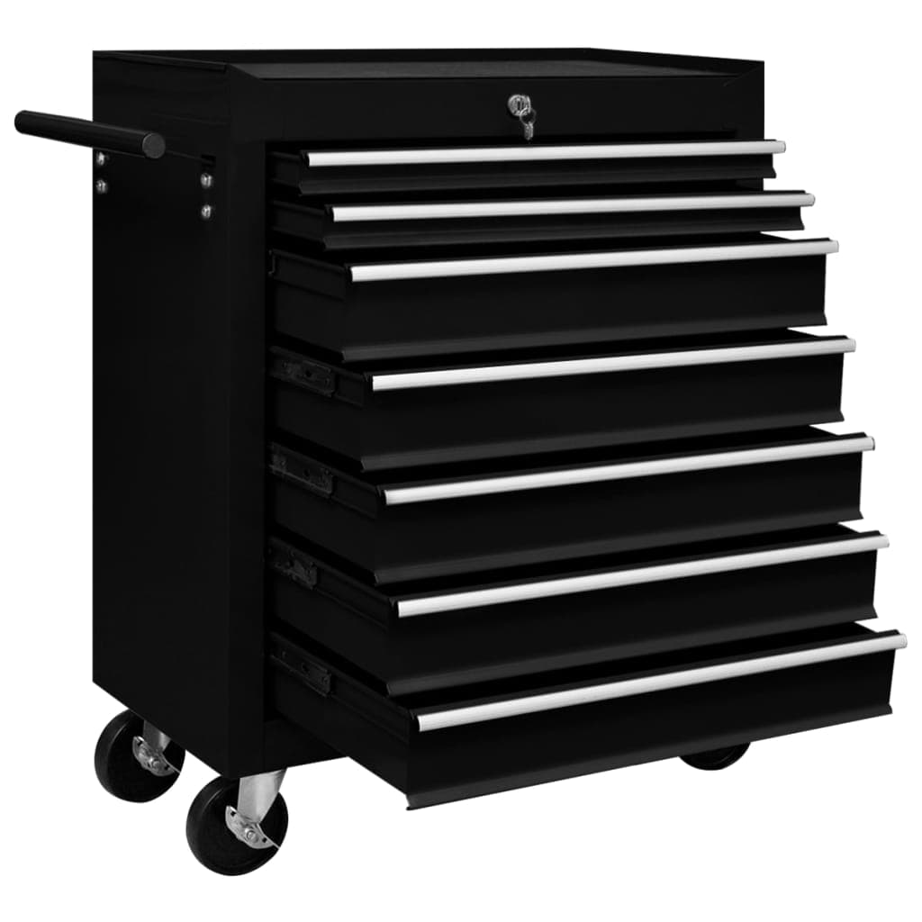 Carrello Portautensili 7 Cassetti in Acciaio Nero con Ruote e Chiusura in Armadi per utensili Esplodia - Napoli, commercioVirtuoso.it