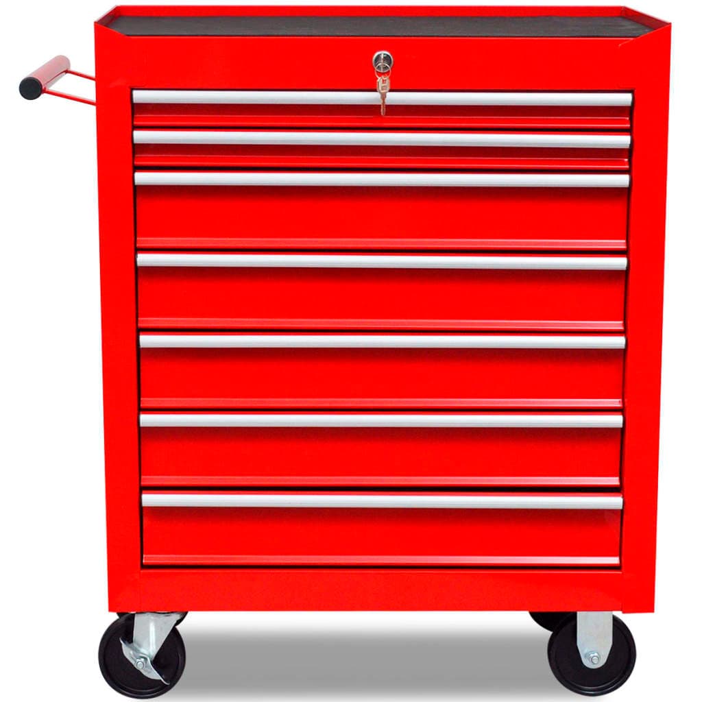 Carrello Portautensili 7 Cassetti in Acciaio Rosso con Ruote e Chiusura in Armadi per utensili Esplodia - Napoli, commercioVirtuoso.it