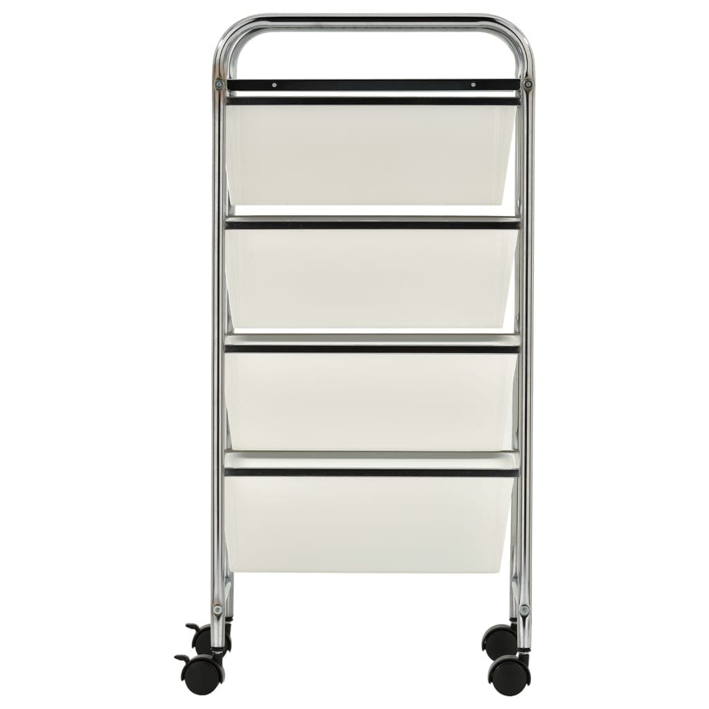 Carrello Portaoggetti Mobile con 4 Cassetti Rimovibili in Plastica Cromo Bianco in Carrelli porta oggetti Esplodia - Napoli, commercioVirtuoso.it