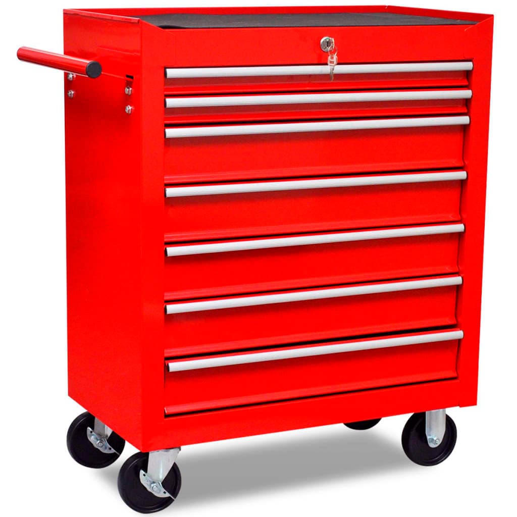 Carrello Portautensili 7 Cassetti in Acciaio Rosso con Ruote e Chiusura in Armadi per utensili Esplodia - Napoli, commercioVirtuoso.it