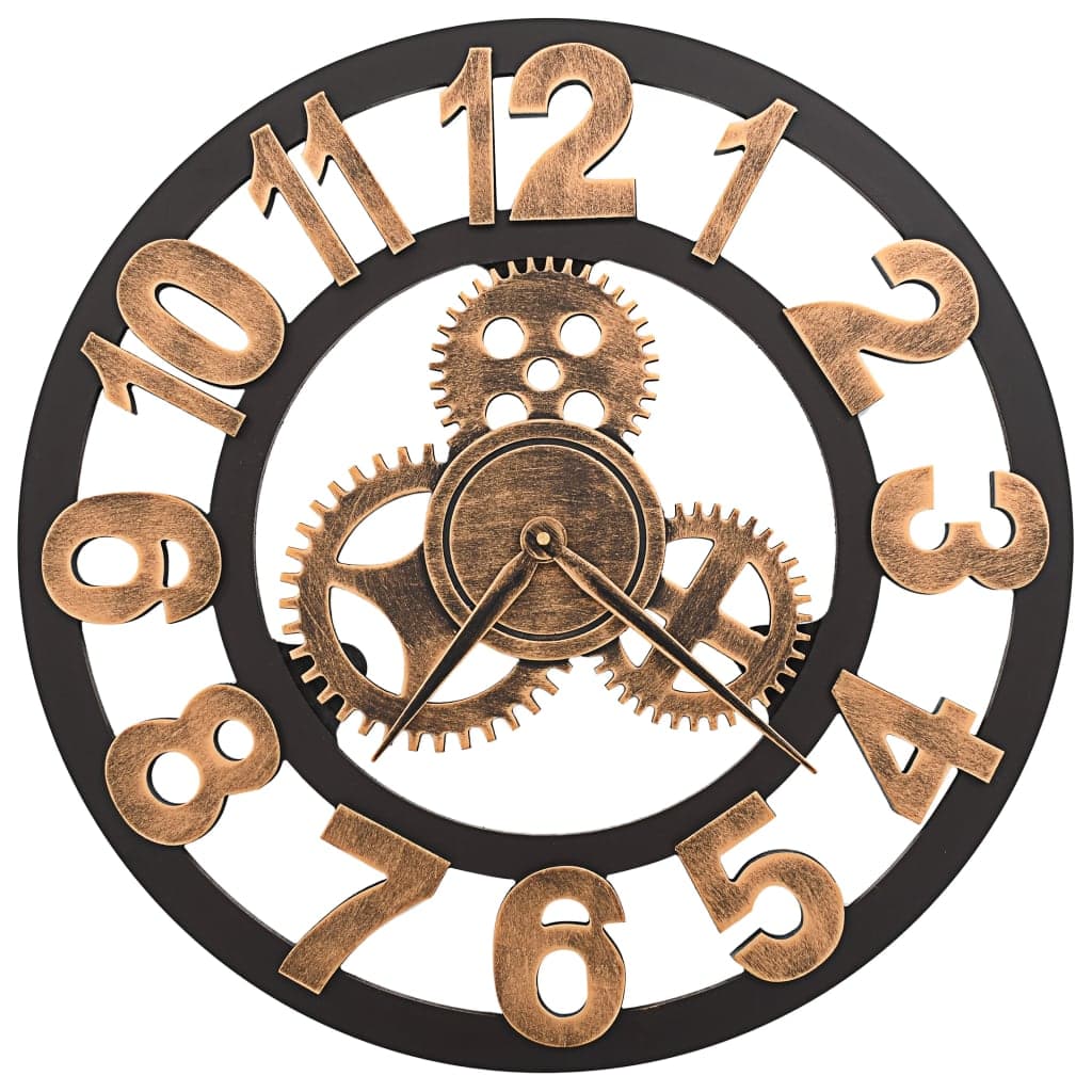 Orologio da Parete in Metallo 58 cm Design Particolare e Moderno Dorato e Nero
