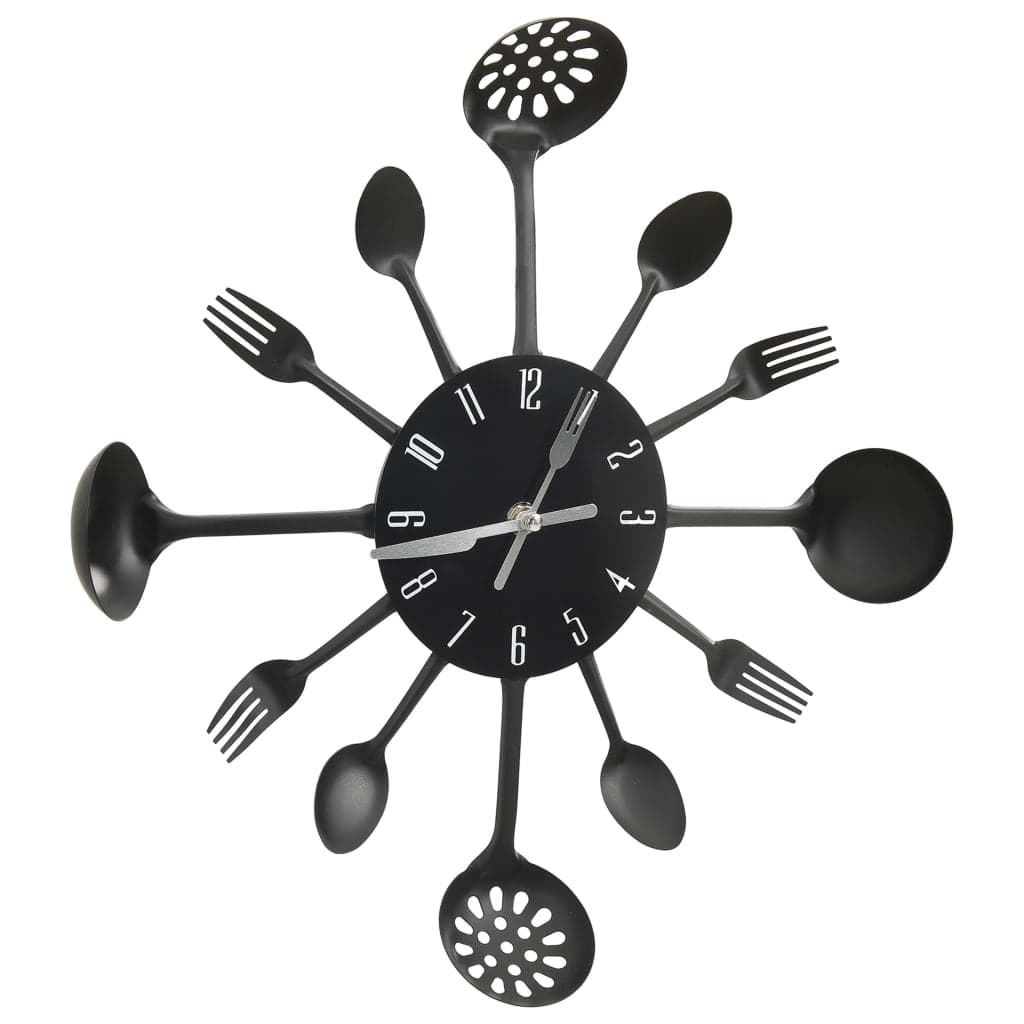 Orologio da Parete Cucchiaio e Forchetta in  Alluminio 40 centimetri Nero in Orologi da parete Esplodia - Napoli, commercioVirtuoso.it