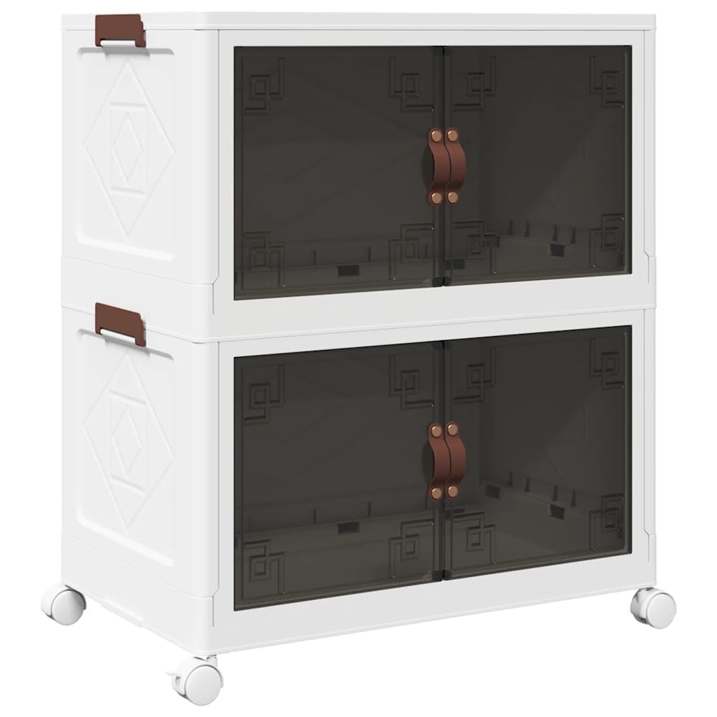 Scatola Portaoggetti con Ruote 2 Livelli Design Versatile e Leggero 64x40x76 cm