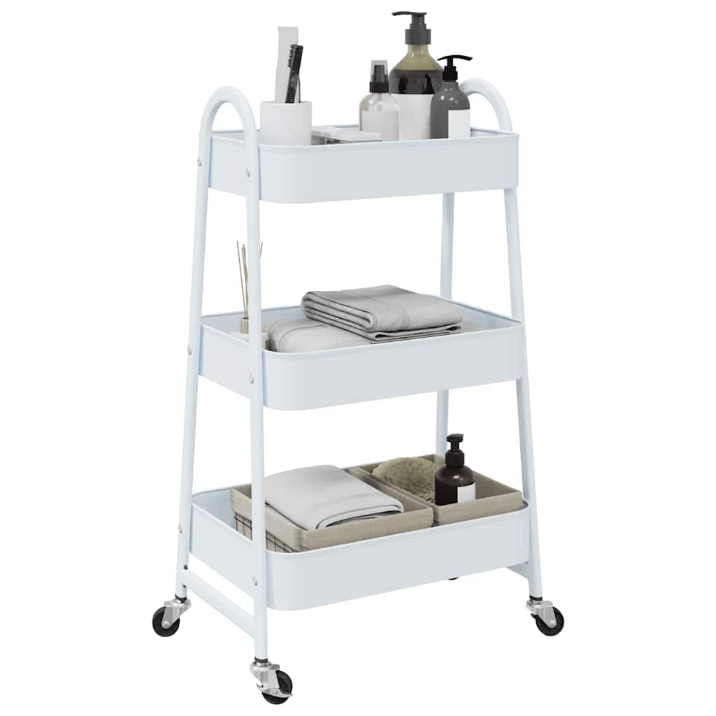 Carrello Portaoggetti Design a 3 Livelli 42x41,5x77cm Bianco Acciaio Verniciato in Carrelli da portata Esplodia - Napoli, commercioVirtuoso.it
