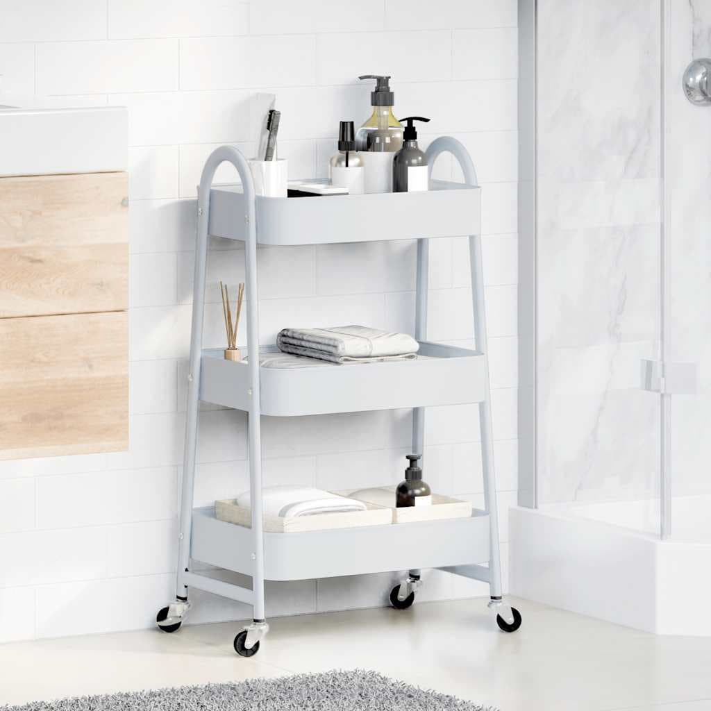 Carrello Portaoggetti Design a 3 Livelli 42x41,5x77cm Bianco Acciaio Verniciato in Carrelli da portata Esplodia - Napoli, commercioVirtuoso.it