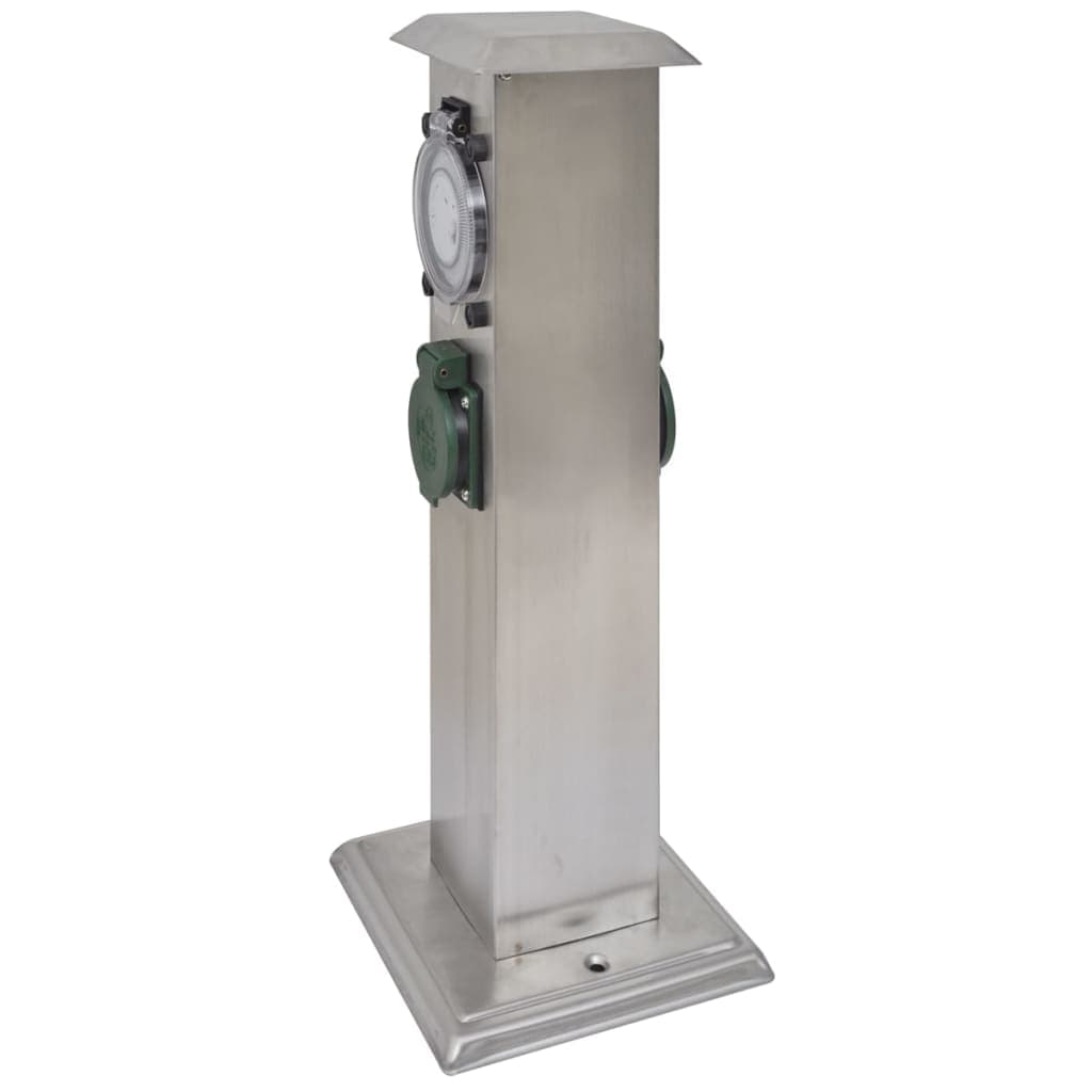 Presa Elettrica da Giardino a Pilastro Acciaio Inox con Timer Meccanico Versatile in Multiprese Esplodia - Napoli, commercioVirtuoso.it
