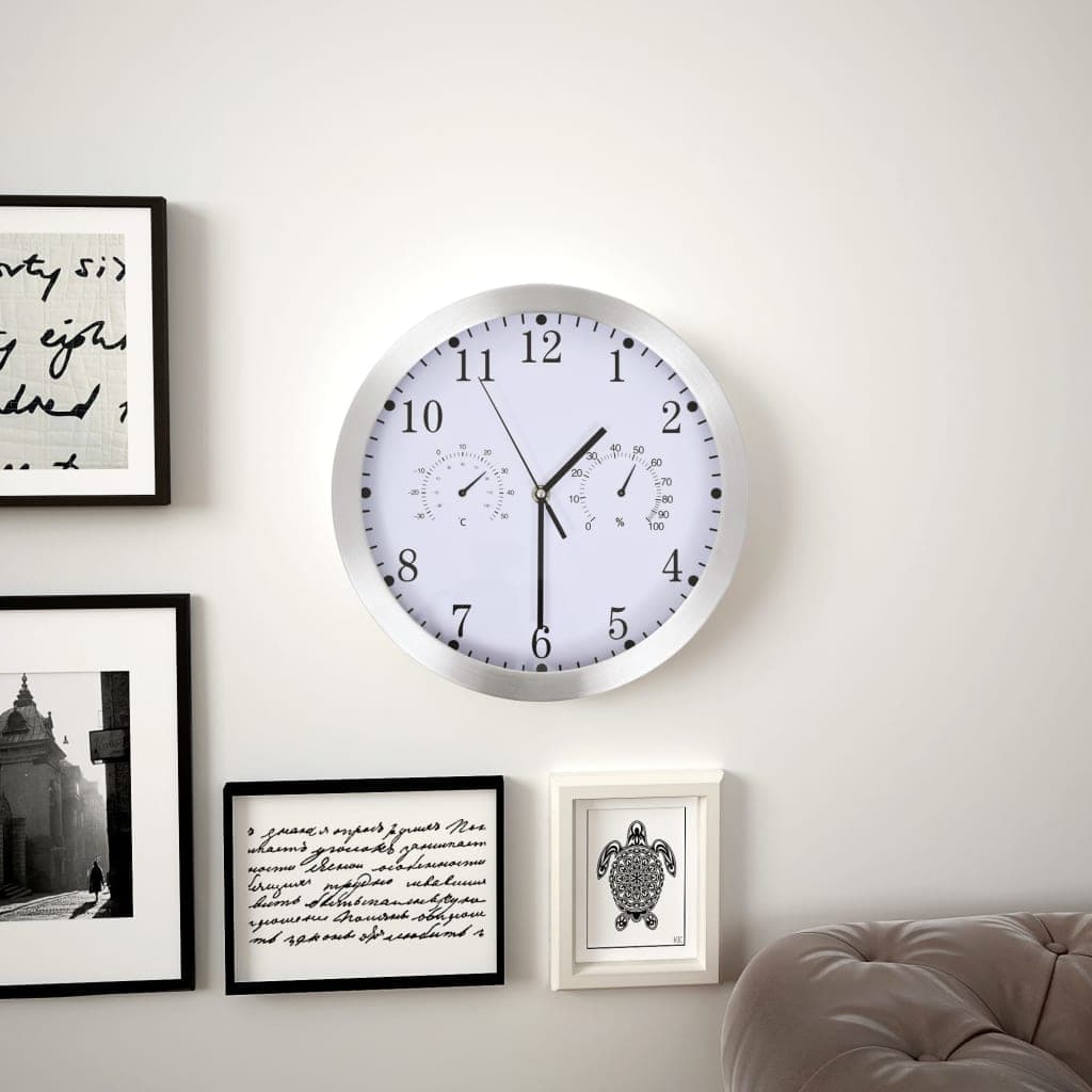 Orologio da Parete al Quarzo Igrometro Termometro 30 cm Design Moderno Bianco in Orologi da parete Esplodia - Napoli, commercioVirtuoso.it