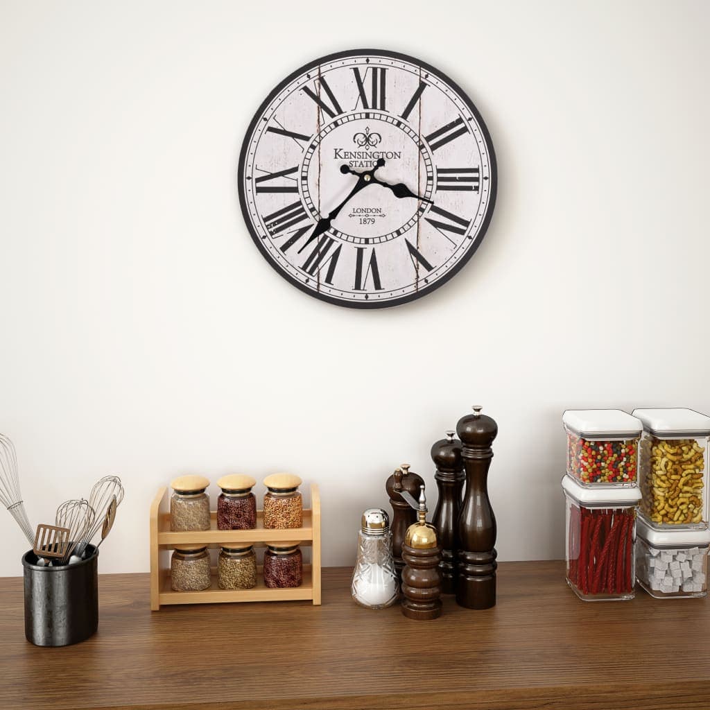 Orologio da Parete in MDF Resistente Design Retrò London 30 cm Bianco e nero in Orologi da parete Esplodia - Napoli, commercioVirtuoso.it