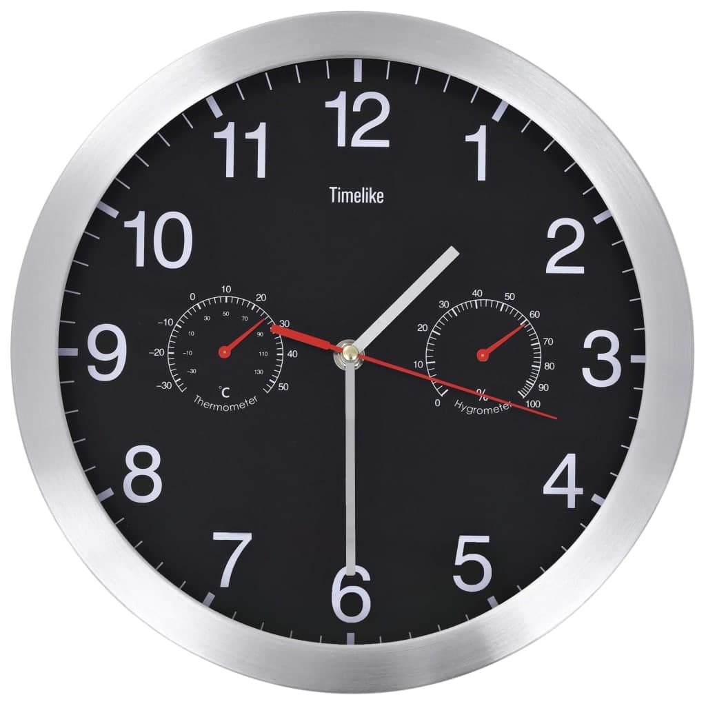 Orologio da Parete al Quarzo Igrometro e Termometro 30 cm Design Moderno Nero in Orologi da parete Esplodia - Napoli, commercioVirtuoso.it