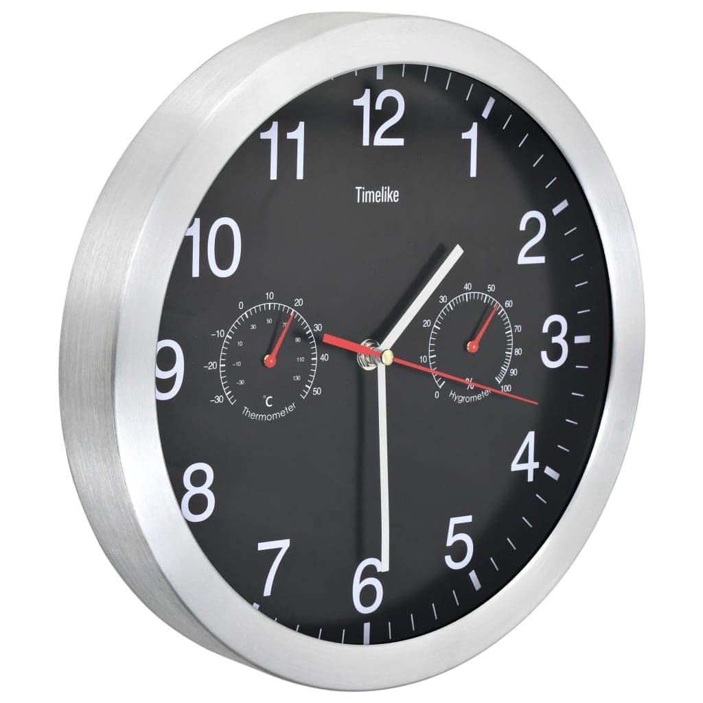Orologio da Parete al Quarzo Igrometro e Termometro 30 cm Design Moderno Nero in Orologi da parete Esplodia - Napoli, commercioVirtuoso.it