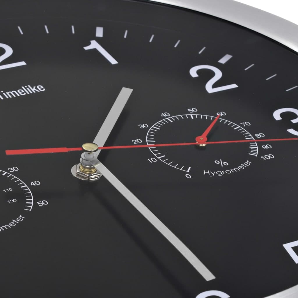Orologio da Parete al Quarzo Igrometro e Termometro 30 cm Design Moderno Nero in Orologi da parete Esplodia - Napoli, commercioVirtuoso.it