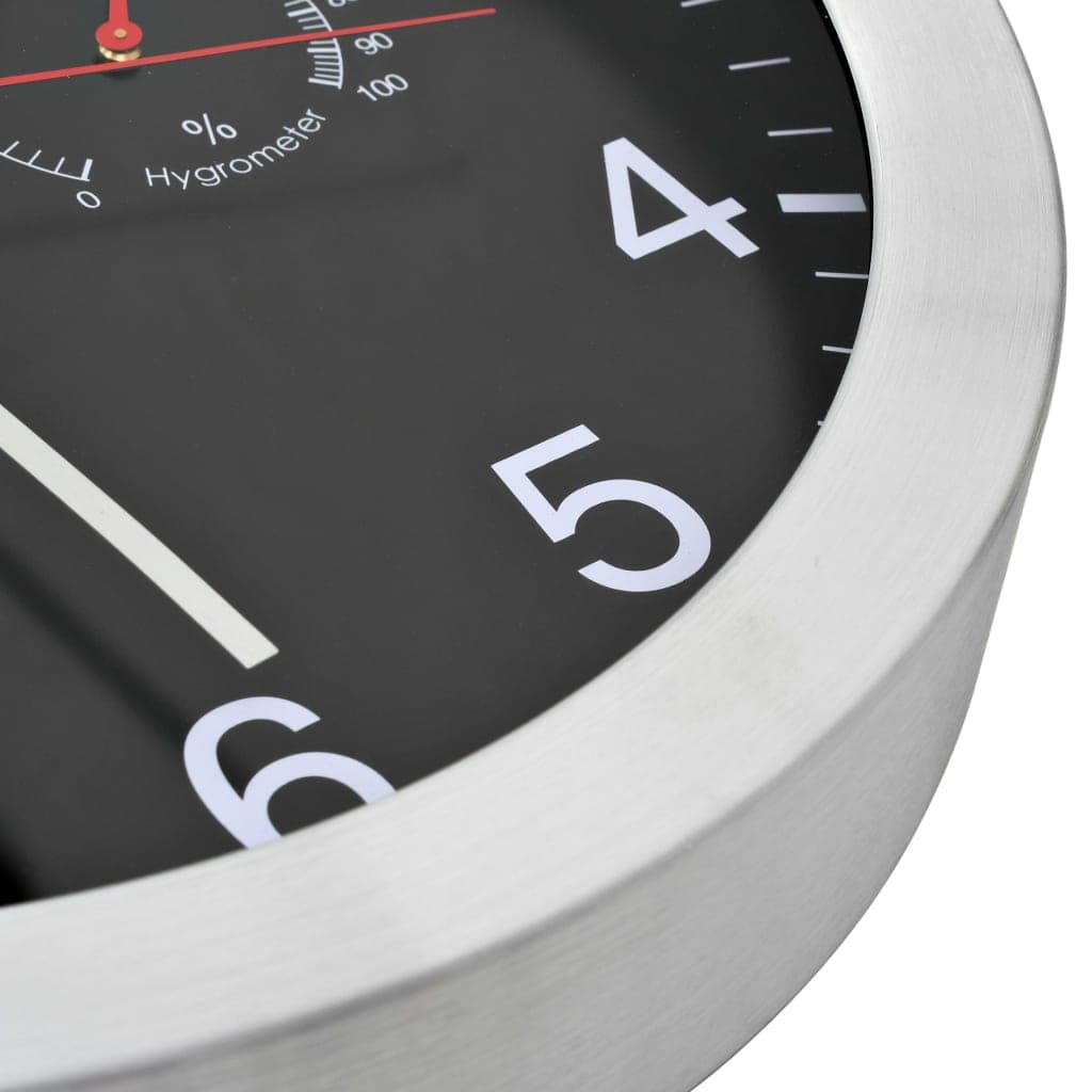 Orologio da Parete al Quarzo Igrometro e Termometro 30 cm Design Moderno Nero in Orologi da parete Esplodia - Napoli, commercioVirtuoso.it