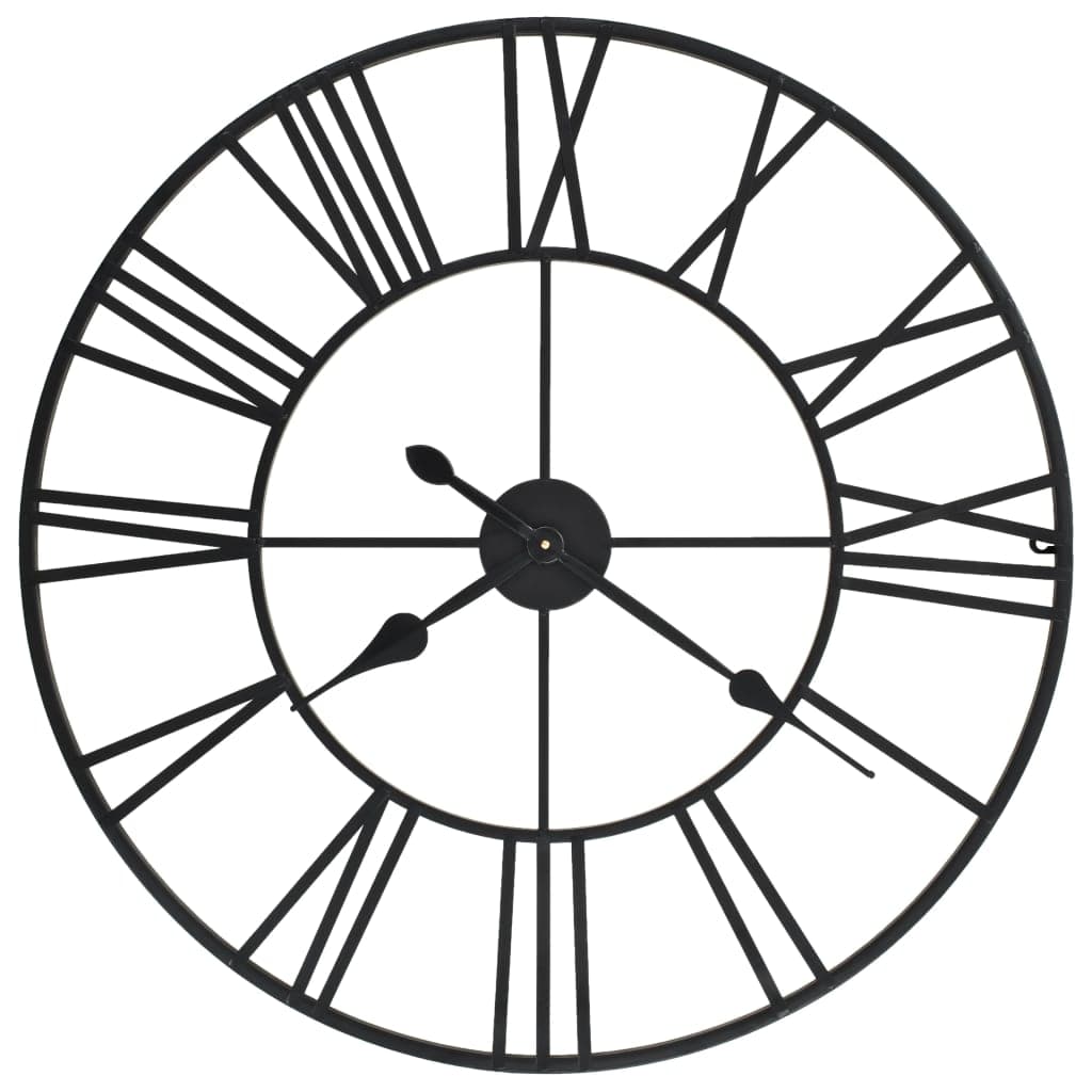 Orologio da Parete al Quarzo in Metallo Robusto Design Vintage 80 cm XXL Nero
