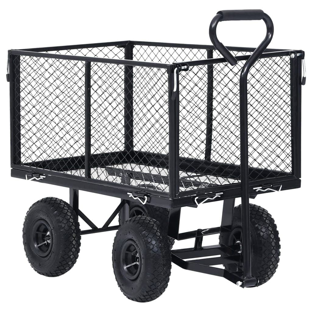Carrello a Mano da Giardino Acciaio Pannelli Laterali Apribili Carico 350kg Nero in Carrelli e vagoni Esplodia - Napoli, commercioVirtuoso.it