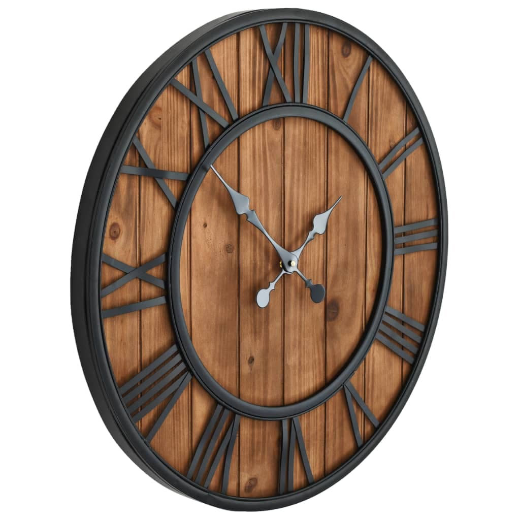 Orologio da Parete Design Vintage Quarzo Legno e Metallo 60cm XXL Marrone Nero in Orologi da parete Esplodia - Napoli, commercioVirtuoso.it