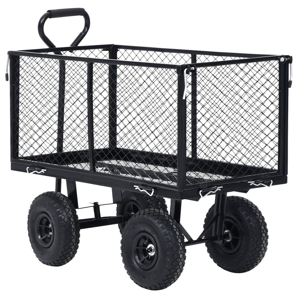 Carrello a Mano da Giardino Acciaio Pannelli Laterali Apribili Carico 350kg Nero in Carrelli e vagoni Esplodia - Napoli, commercioVirtuoso.it