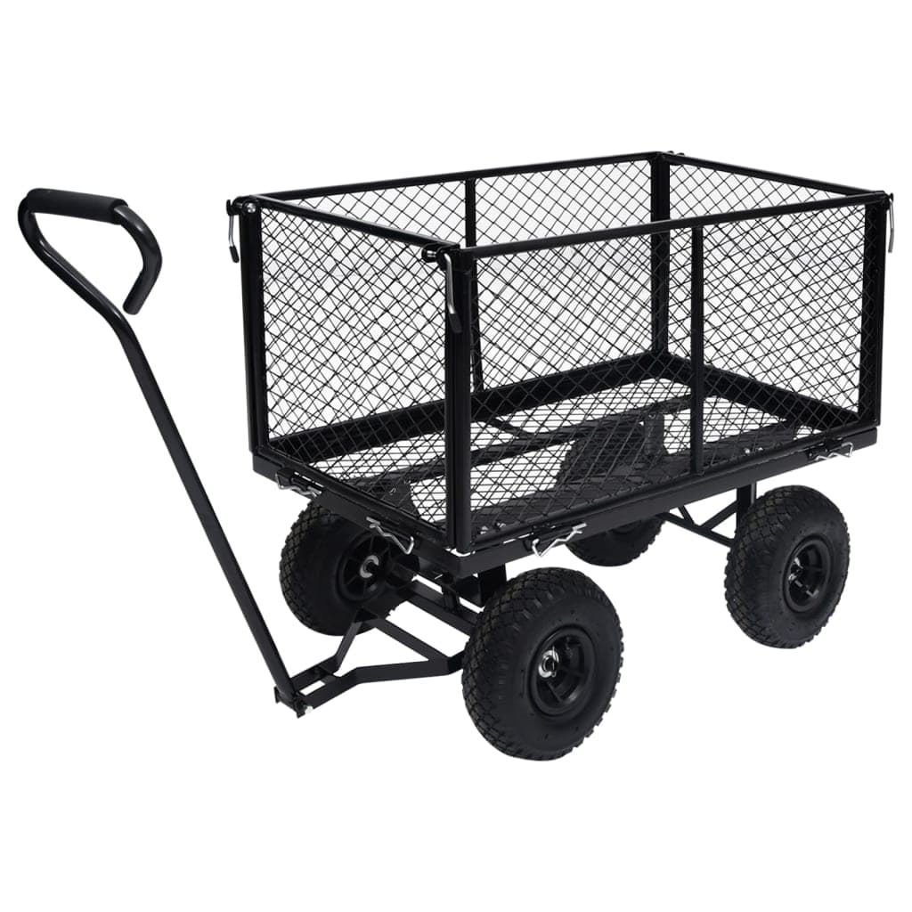 Carrello a Mano da Giardino Acciaio Pannelli Laterali Apribili Carico 350kg Nero in Carrelli e vagoni Esplodia - Napoli, commercioVirtuoso.it