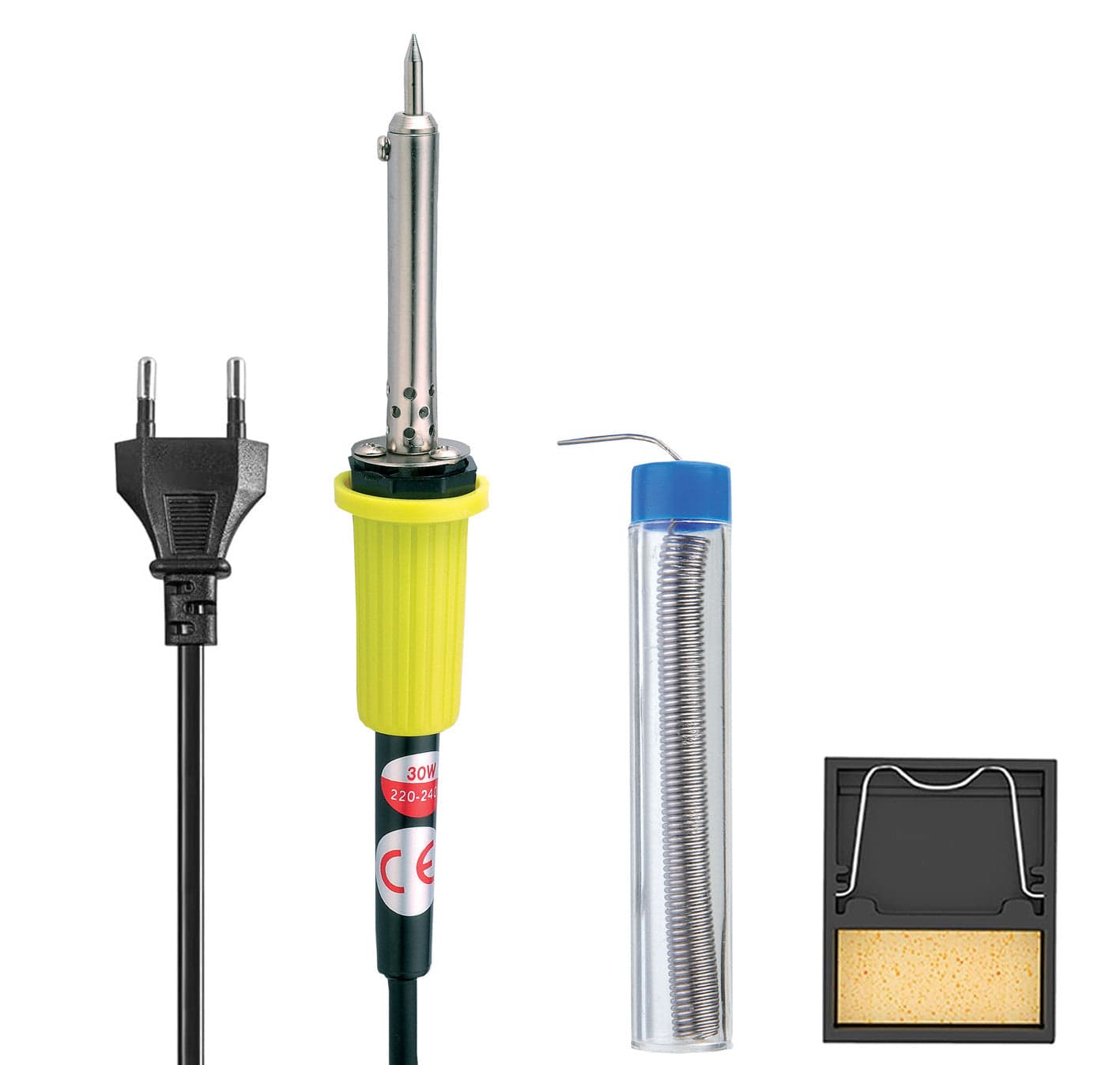 Kit per Saldatura 3 Pezzi con Stagnatore 30 Watt Supporto con Spugna e Stagno in Pistole Scontolo.net - Potenza, commercioVirtuoso.it