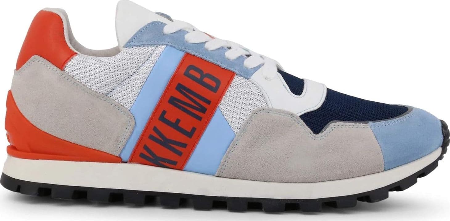 Bikkembergs BKE109293 Sneakers Uomo camoscio Bianco Azzurro e Arancione.