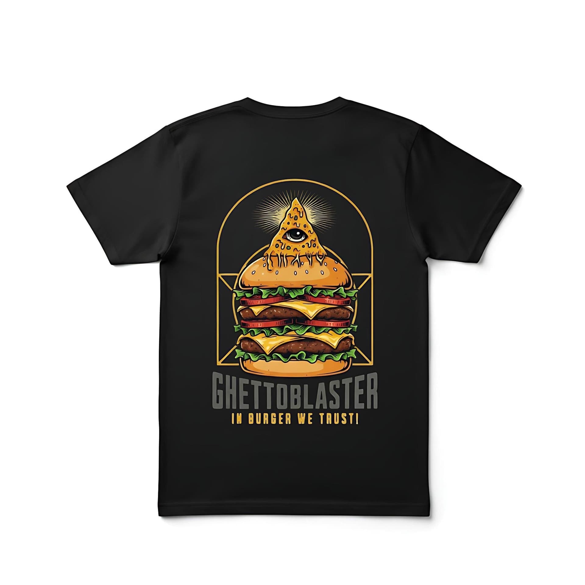 T-shirt Ghettoblaster Burger Trust black in  Glad Store - Genova, commercioVirtuoso.it