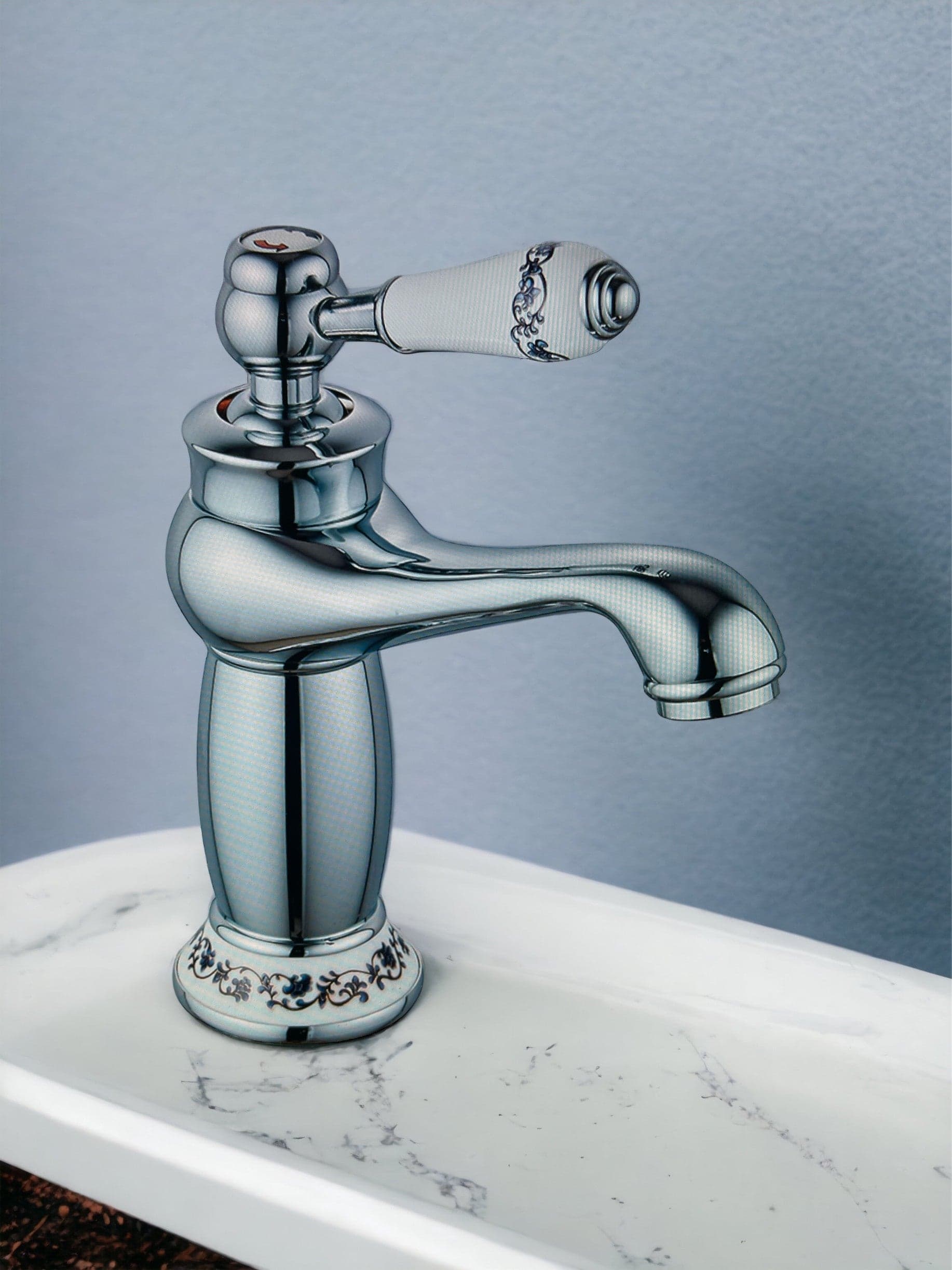 Rubinetto miscelatore per lavabo bagno vintage con dettagli in ceramica cromato in Rubinetti per lavandini bagno BagnoClic.it - Pregnana Milanese, commercioVirtuoso.it