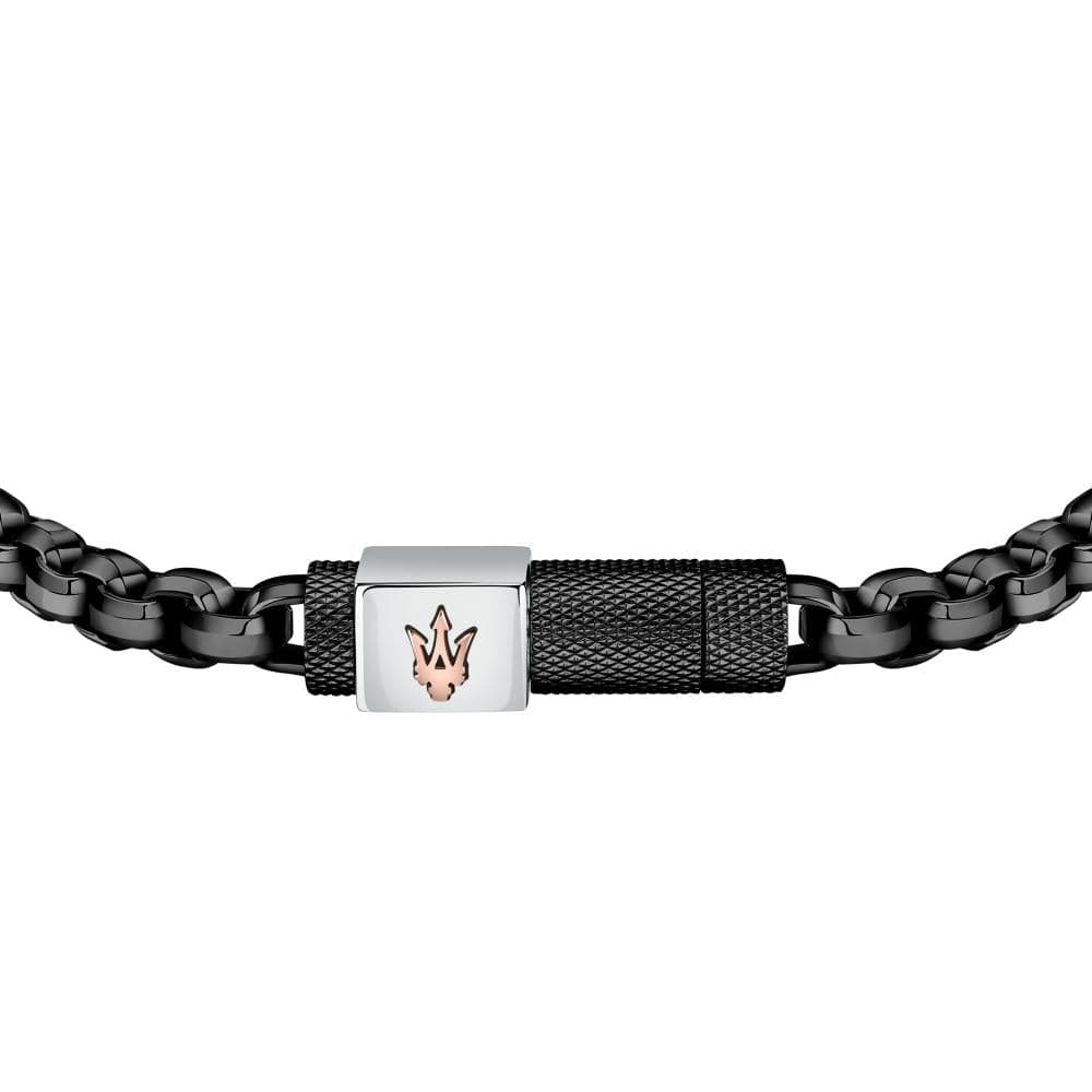 Bracciale MASERATI uomo Iconic acciaio nero / logo oro rosa in Bracciali Web Time Orologi - Milano, commercioVirtuoso.it