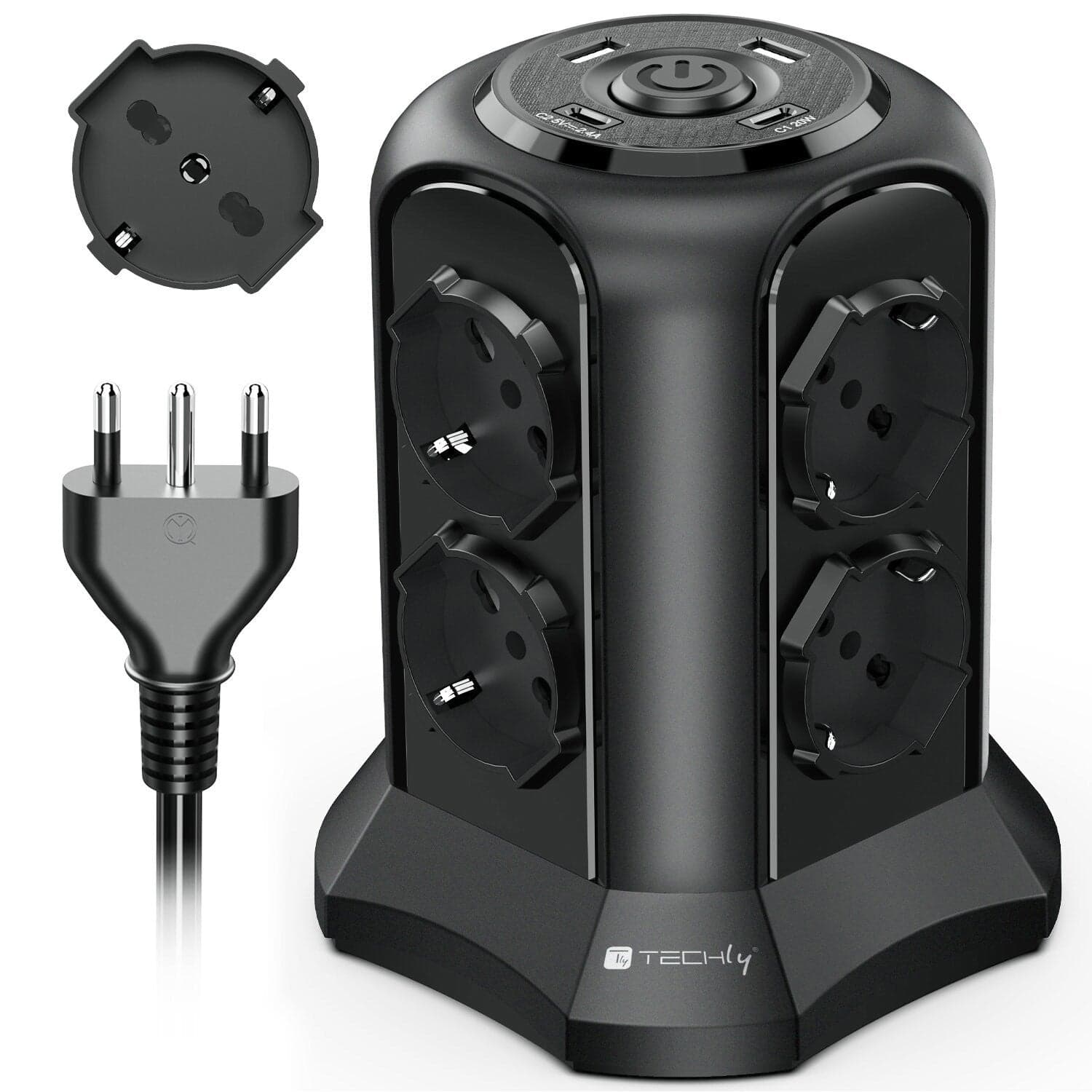 Multipresa da Tavolo a Torretta Salvaspazio 8 Prese Schuko 2 USB-A e 2 USB-C&trade in Multiprese Scontolo.net - Potenza, commercioVirtuoso.it