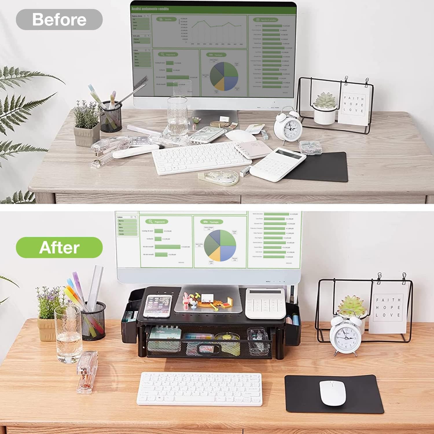 Supporto per Monitor Ergonomico Regolabile a 3 Altezze con Cassetto e Portaoggetti in  Scontolo.net - Potenza, commercioVirtuoso.it