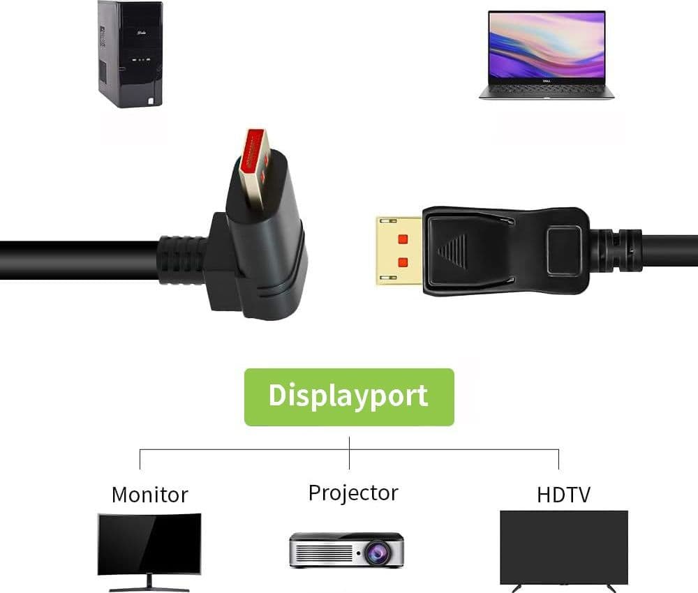 Cavo Audio/Video DisplayPort 1.4 8K M/M Angolato 90&deg 2m Nero in  Scontolo.net - Potenza, commercioVirtuoso.it